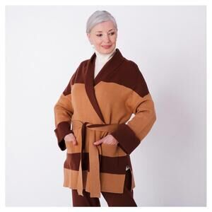 Wayne Collection Women’s Colorblock Belted Wrap Cardigan Coatigan Size Medium